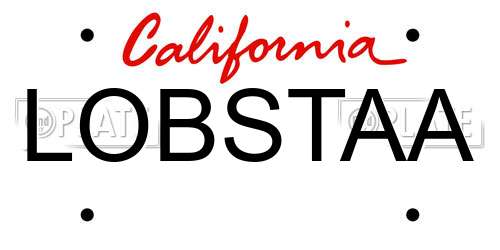 LOBSTAA California License Plate