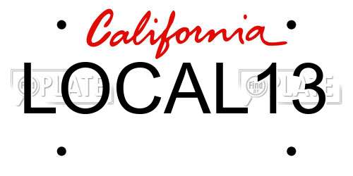 LOCAL13 California License Plate