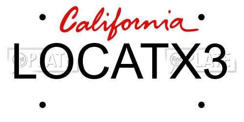 LOCATX3 California License Plate