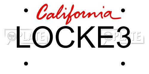 LOCKE3 California License Plate