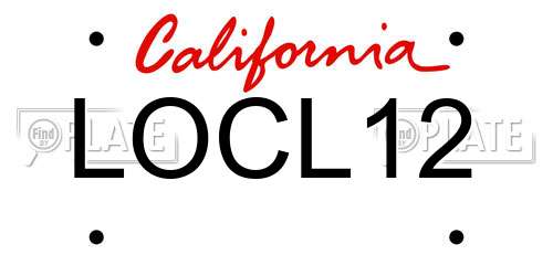 LOCL12 California License Plate