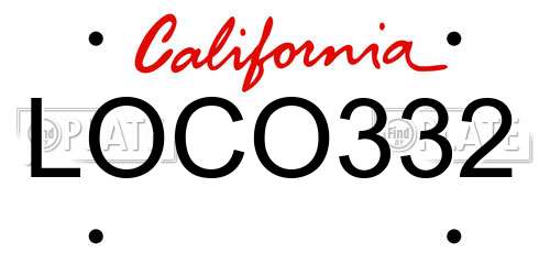 LOCO332 California License Plate