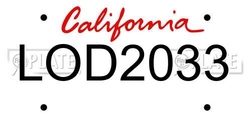 LOD2033 California License Plate