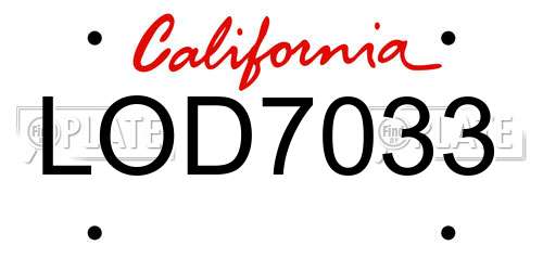 LOD7033 California License Plate