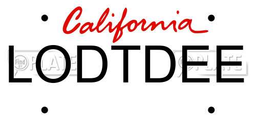 LODTDEE California License Plate