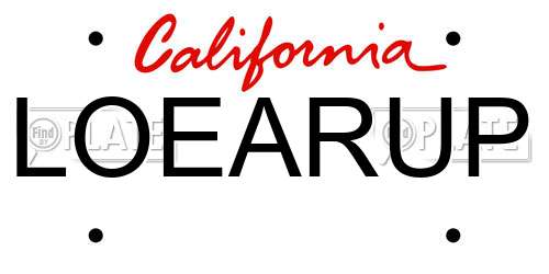 LOEARUP California License Plate
