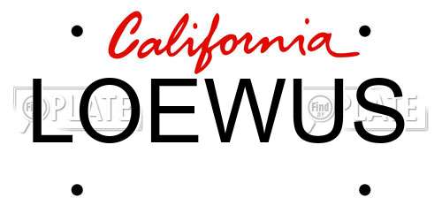 LOEWUS California License Plate