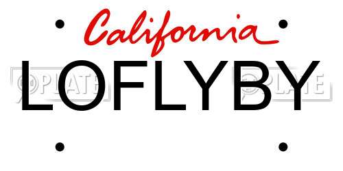 LOFLYBY California License Plate