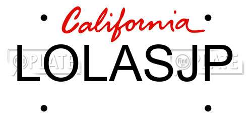 LOLASJP California License Plate