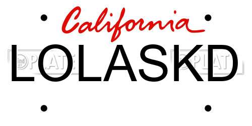 LOLASKD California License Plate