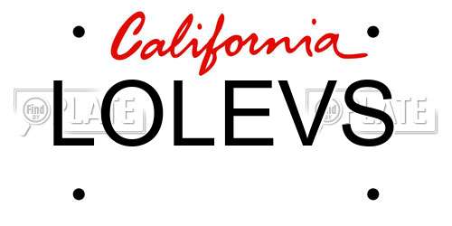 LOLEVS California License Plate
