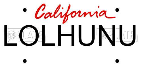 LOLHUNU California License Plate