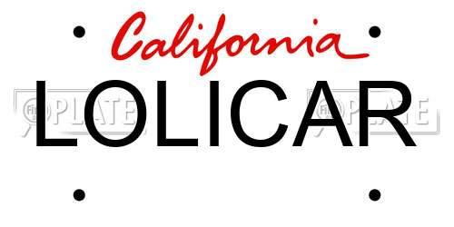 LOLICAR California License Plate