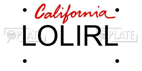 LOLIRL California License Plate