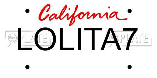 LOLITA7 California License Plate
