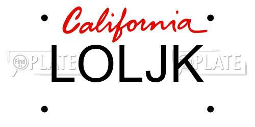 LOLJK California License Plate
