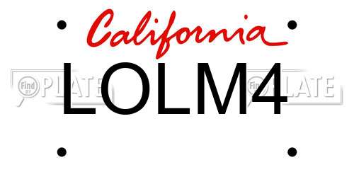 LOLM4 California License Plate