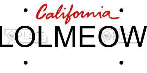 LOLMEOW California License Plate
