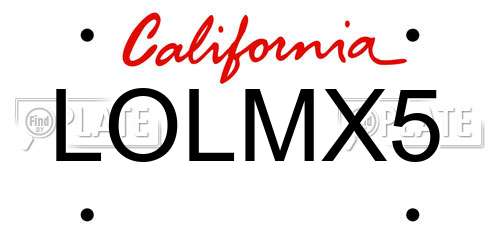 LOLMX5 California License Plate