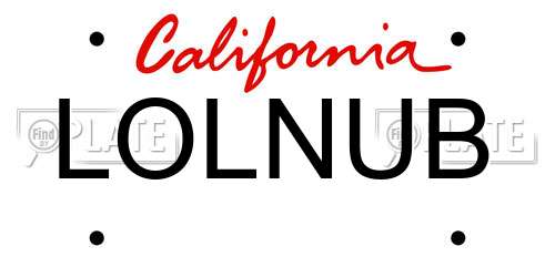 LOLNUB California License Plate