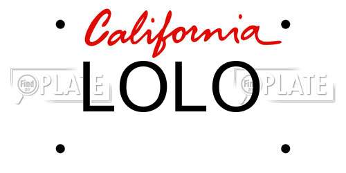 LOLO California License Plate
