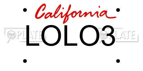 LOLO3 California License Plate