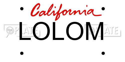 LOLOM California License Plate