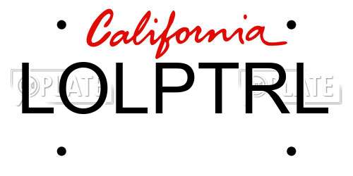 LOLPTRL California License Plate