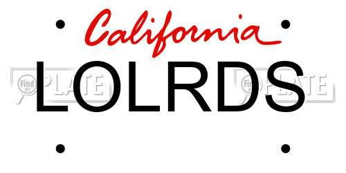 LOLRDS California License Plate