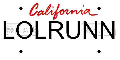 LOLRUNN California License Plate
