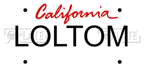 LOLTOM California License Plate