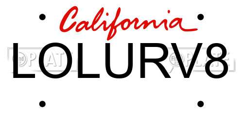 LOLURV8 California License Plate