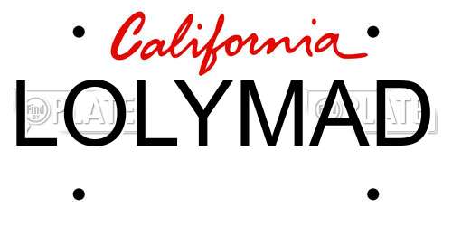 LOLYMAD California License Plate