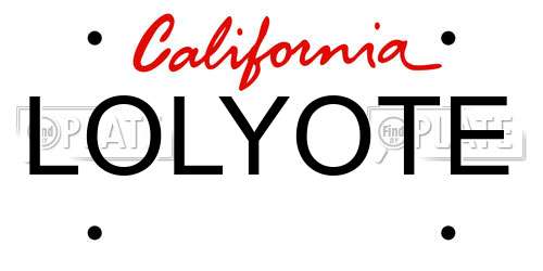 LOLYOTE California License Plate