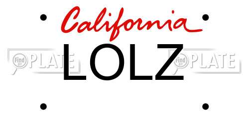 LOLZ California License Plate