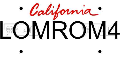 LOMROM4 California License Plate