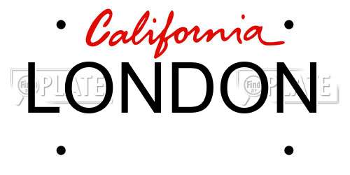 LONDON California License Plate