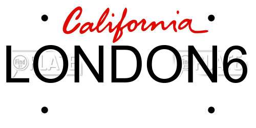 LONDON6 California License Plate