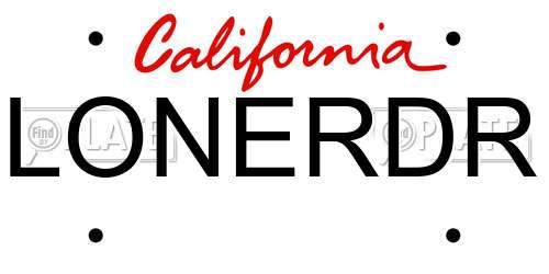 LONERDR California License Plate