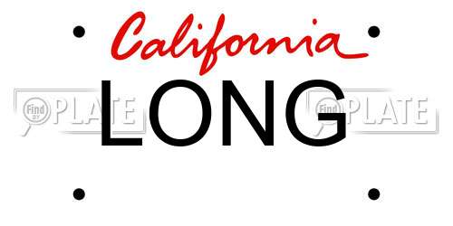 LONG California License Plate