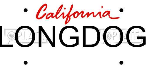 LONGDOG California License Plate