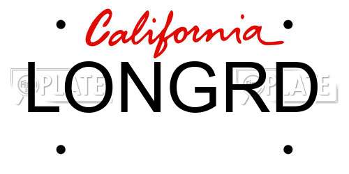 LONGRD California License Plate