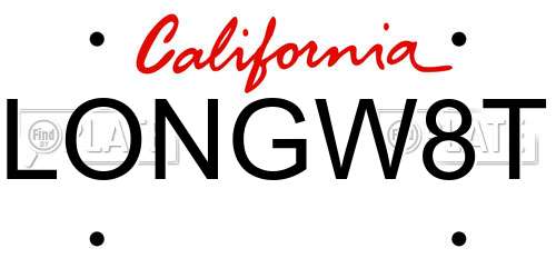 LONGW8T California License Plate