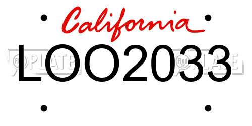 LOO2033 California License Plate