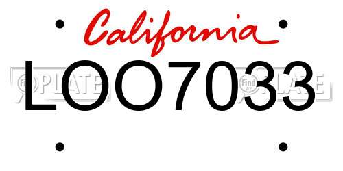 LOO7033 California License Plate