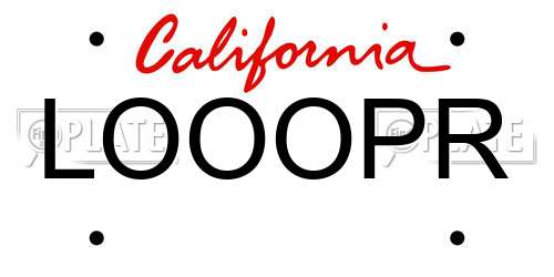 LOOOPR California License Plate