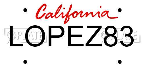 LOPEZ83 California License Plate