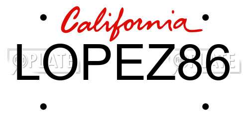 LOPEZ86 California License Plate