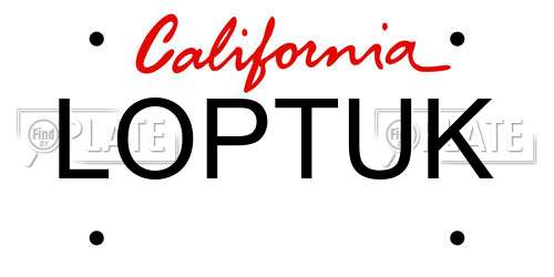 LOPTUK California License Plate
