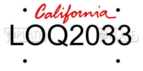 LOQ2033 California License Plate